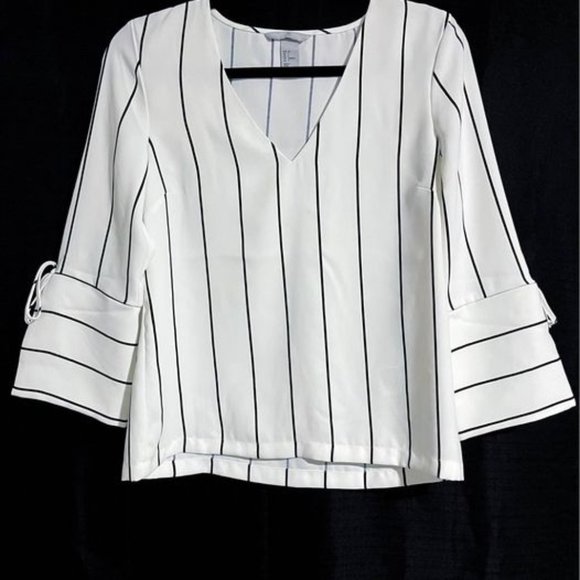 White Blouse with Black Pinstripe - Picture 1 of 2
